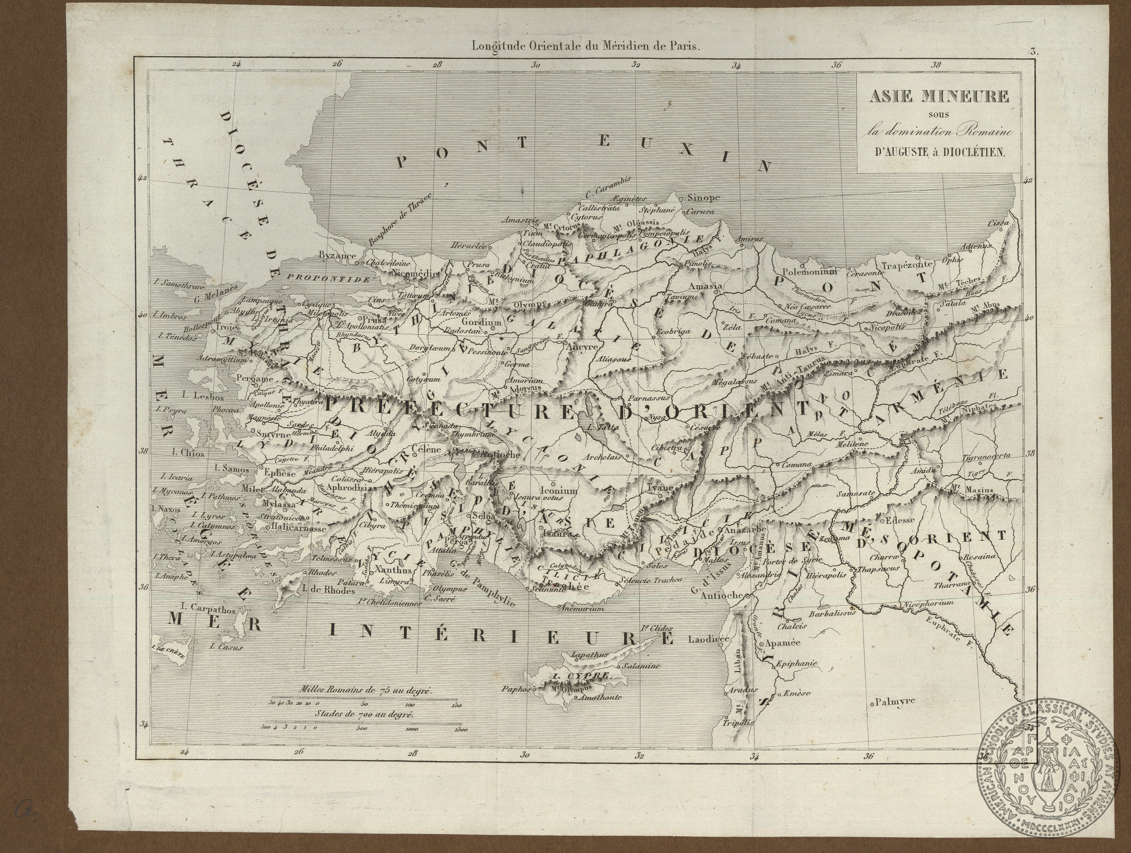 Asie Mineure sous la domination Romaine d' Auguste, à Diocletien.